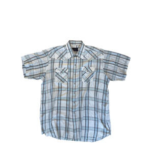 Vintage Panhandle Slim Western Pearl Snap Shirt – Plaid Short Sleeve,  (XL)